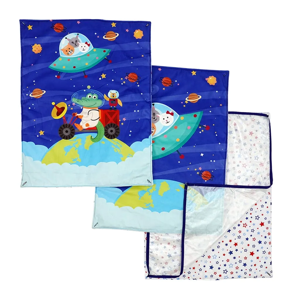 Baby Moo Space 3 Velvet And 1 Waterproof Diaper Changing Sheet Set - Blue