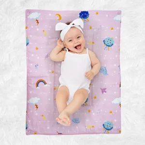 Baby Moo Unicorn 3 Quilted Cotton And 1 Attachable Waterproof Diaper Changing Sheet Set - Pink