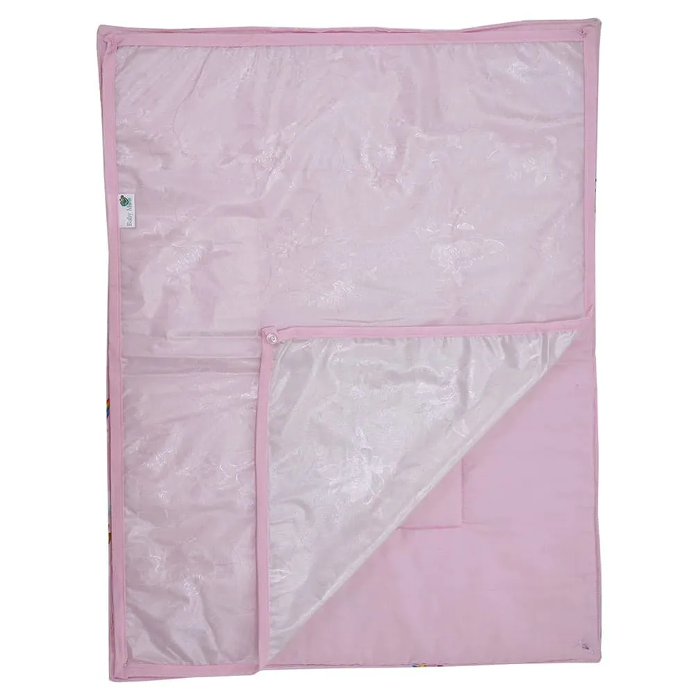 Baby Moo Unicorn 3 Quilted Cotton And 1 Attachable Waterproof Diaper Changing Sheet Set - Pink