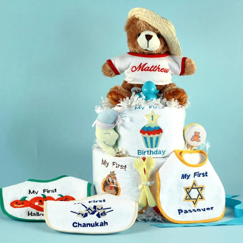 Baby'S First Holiday'S Personalized Diaper Cake Unisex Baby Gift