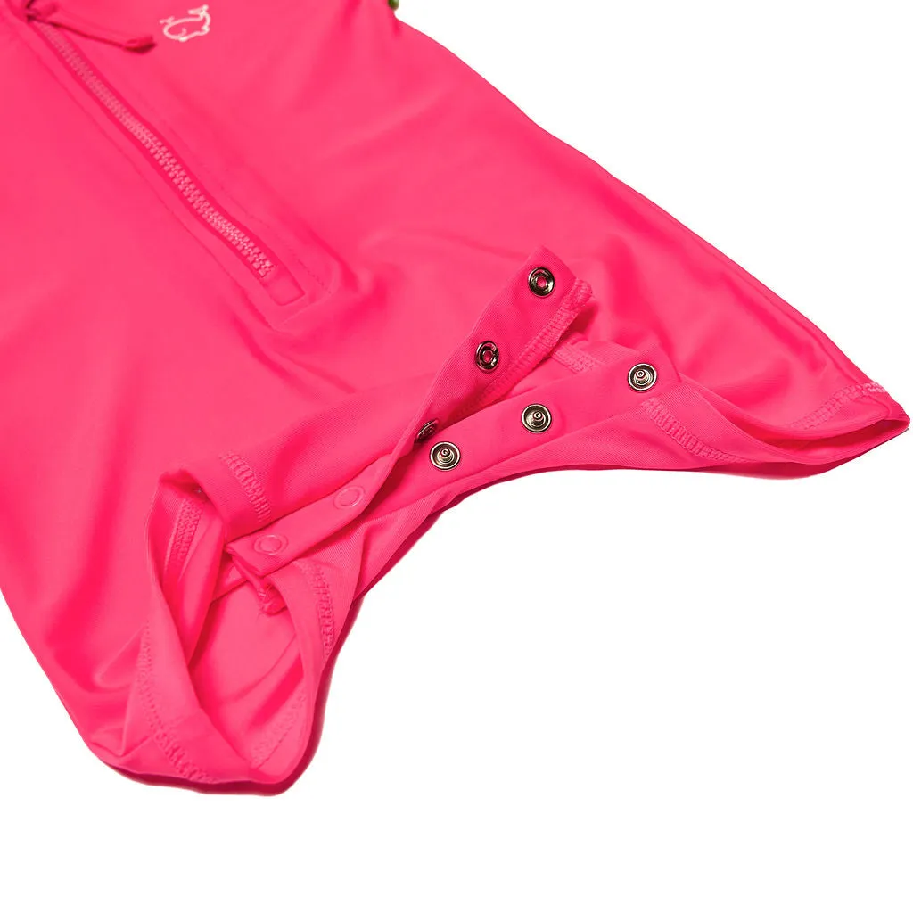 Baby/Toddler Long Sleeve One Piece Swimsuit UPF 50  | Neon Pink and Green