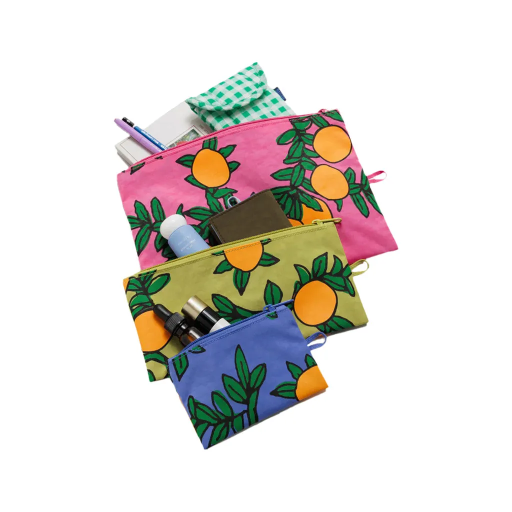 Baggu Flat Pouch Set, Orange Trees