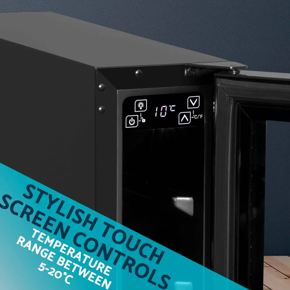 Baridi 7 Bottle Wine Fridge with Touch Controls & LED Light - Black - B