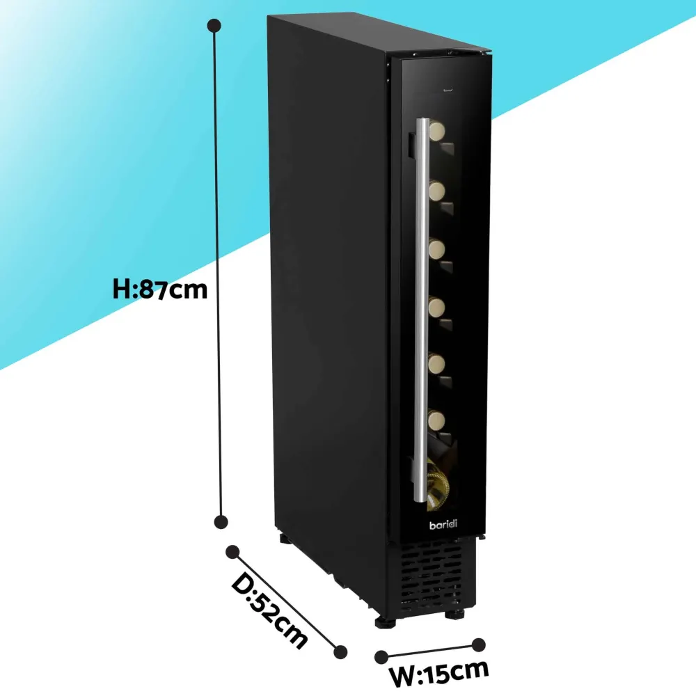 Baridi 7 Bottle Wine Fridge with Touch Controls & LED Light - Black - B