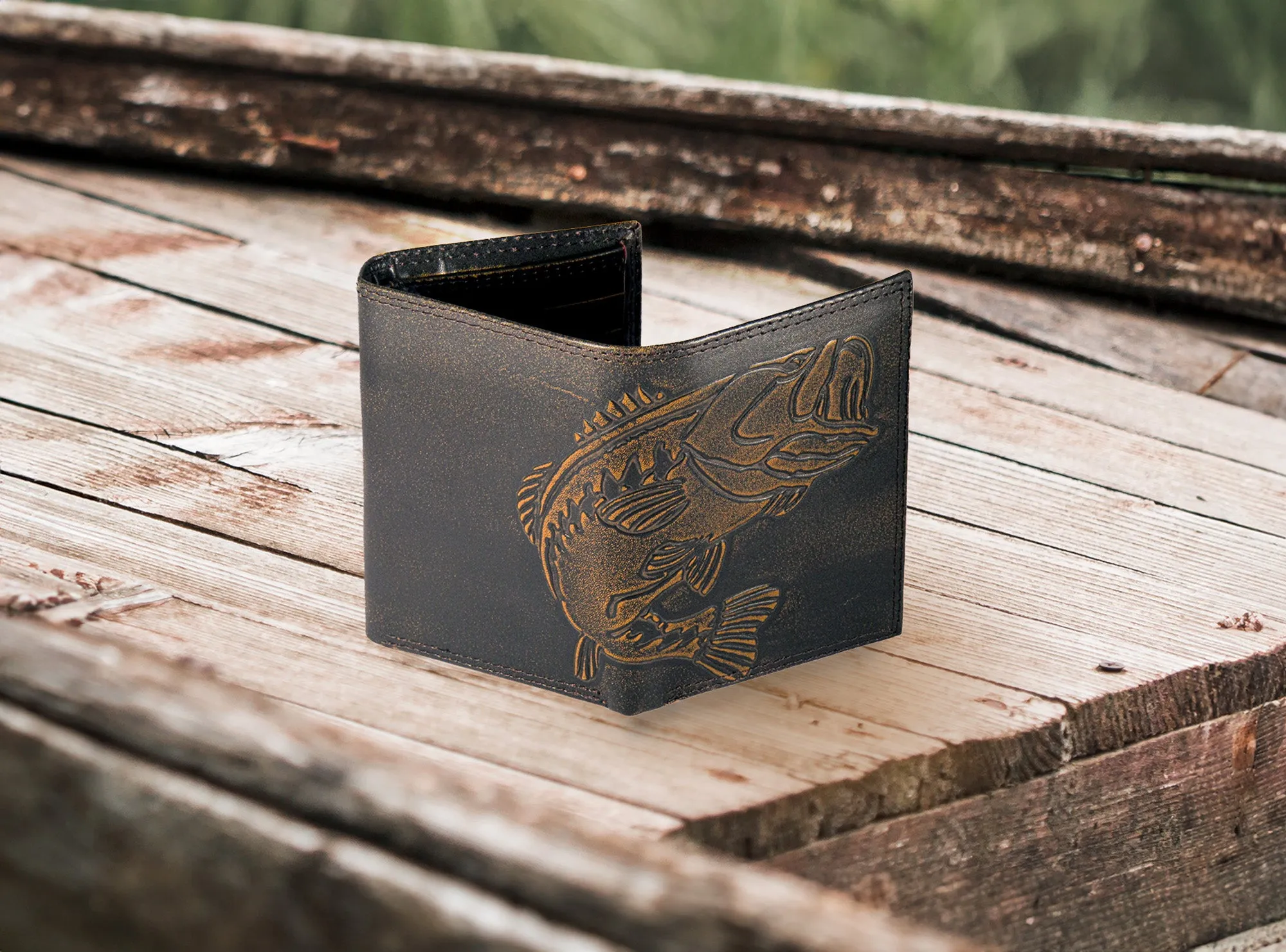 Bass Burnished Leather Trifold Wallet