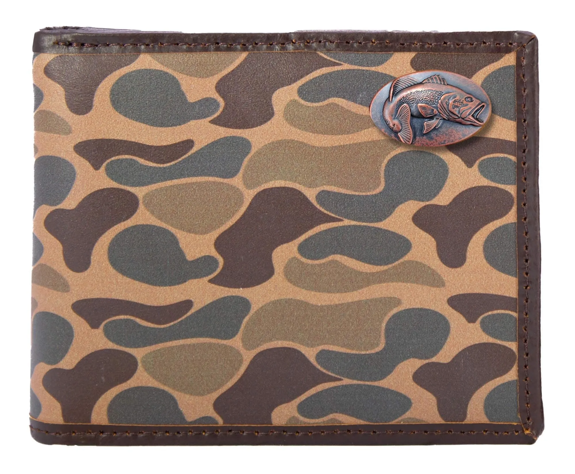 Bass Men's Bifold Old School Camo Leather Wallet.