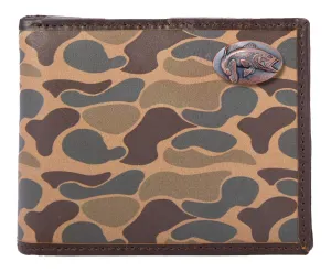 Bass Men's Bifold Old School Camo Leather Wallet.