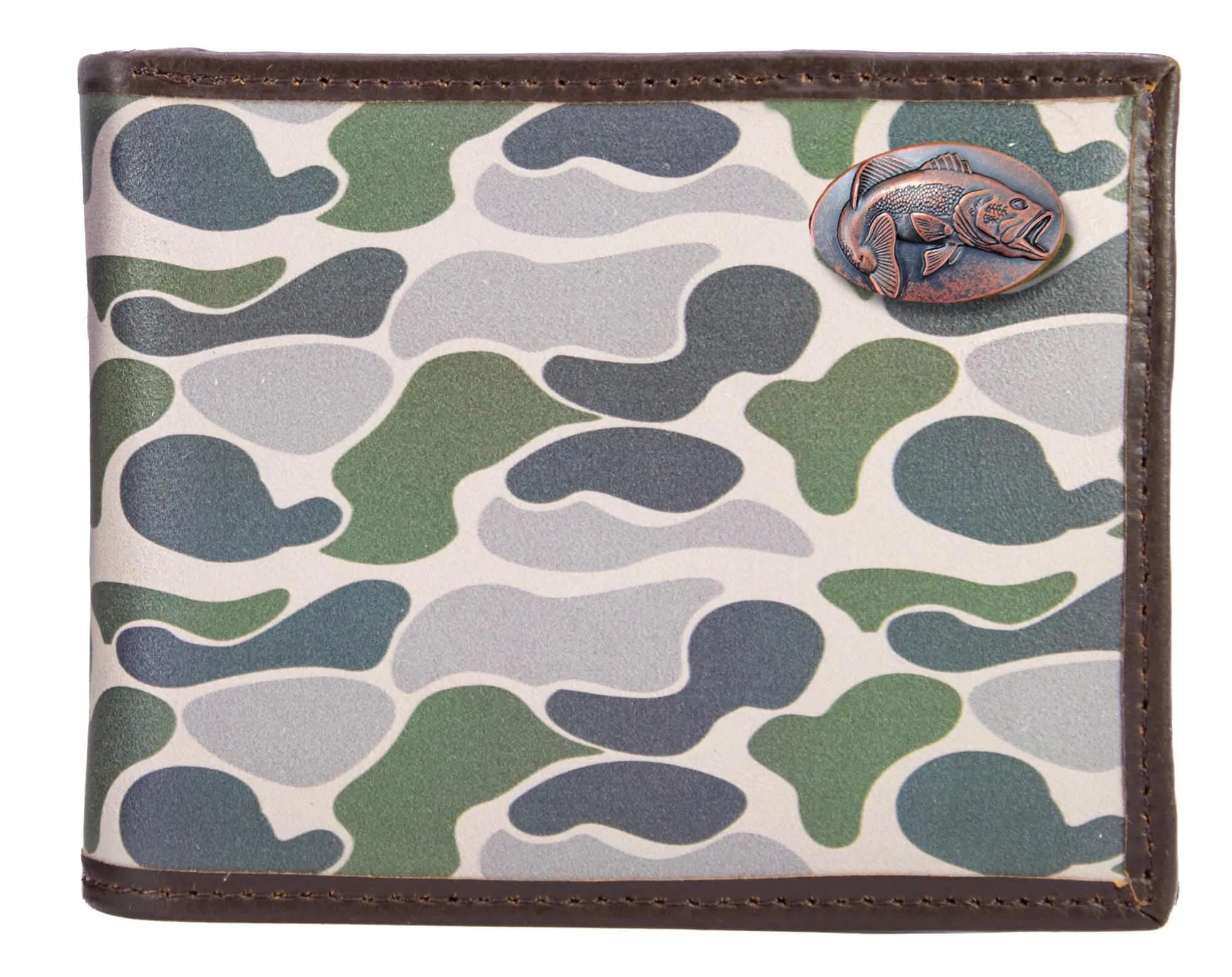 Bass Men's Bifold Old School Camo Leather Wallet.