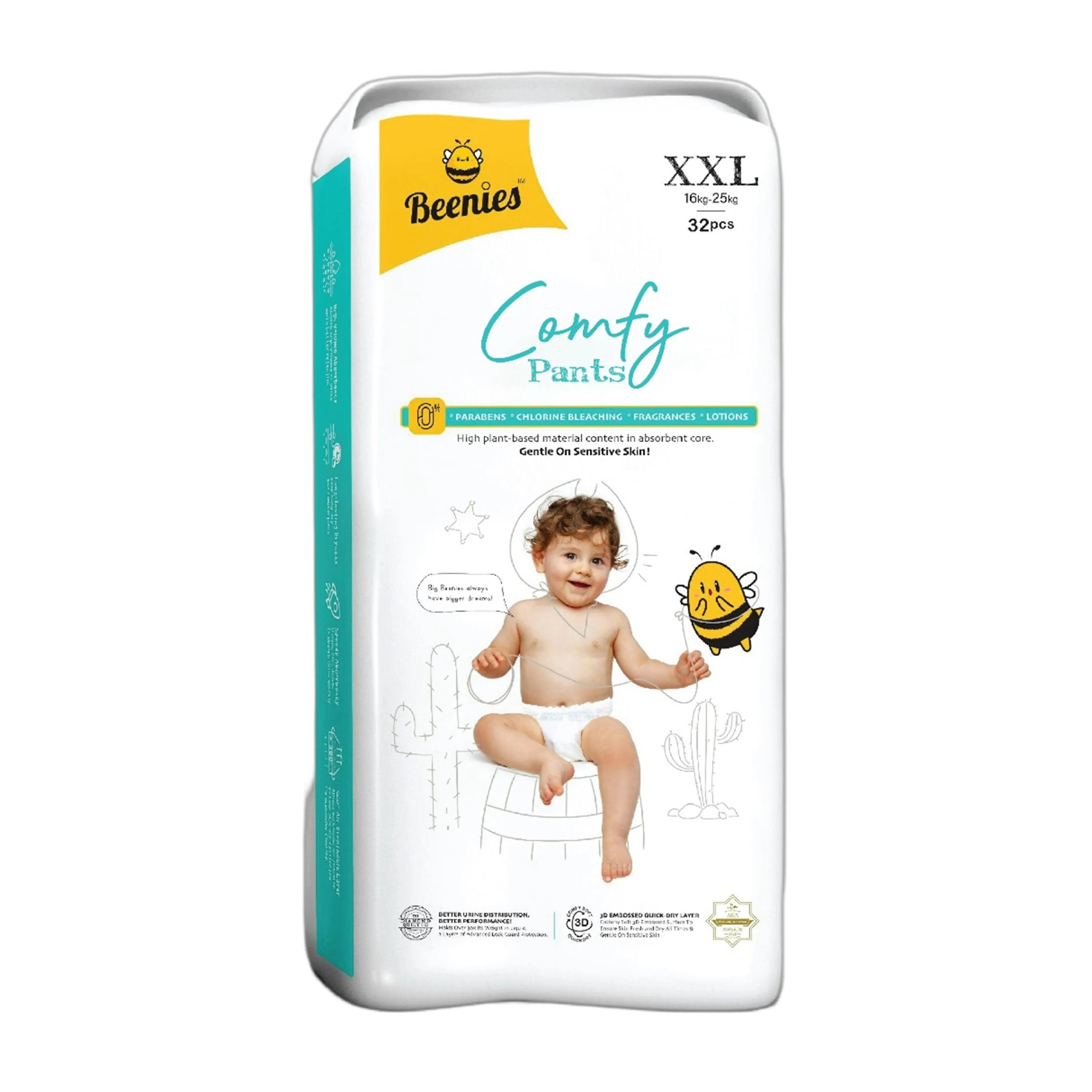 Beenies Baby Comfy Pants Size XXL 32's (16-25kg) [Jumbo Pack]