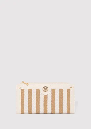 Beige Striped Wallet