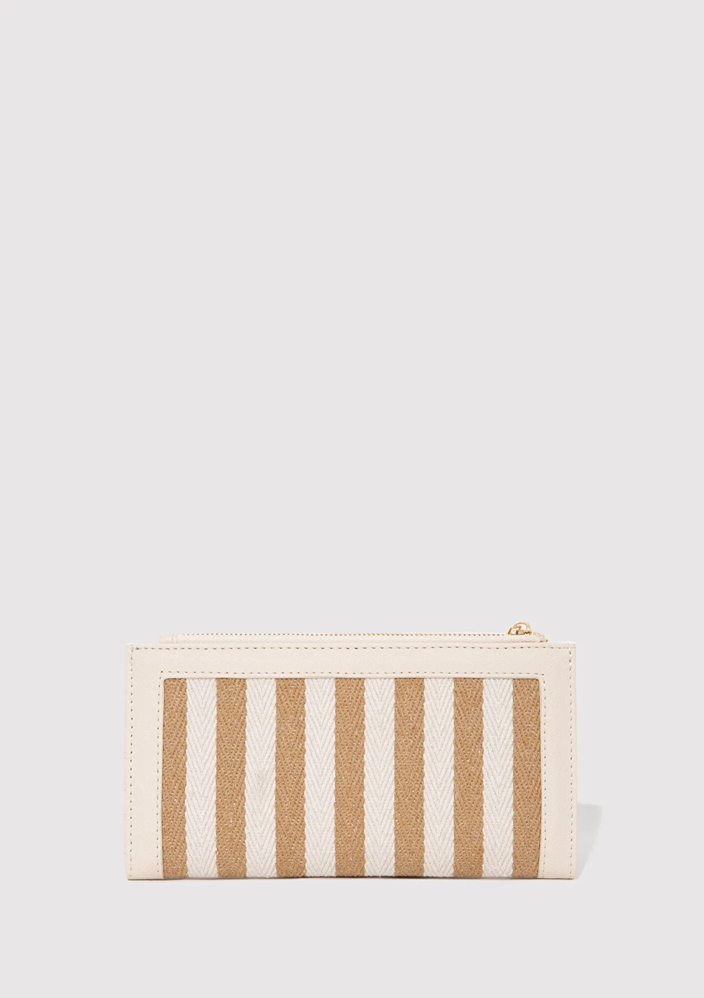 Beige Striped Wallet