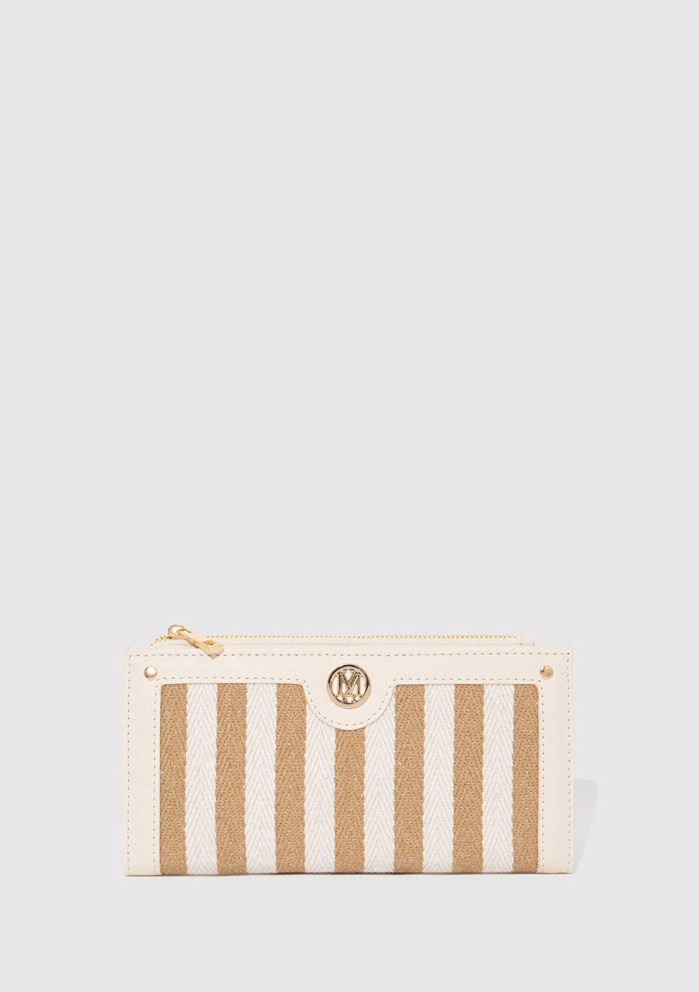 Beige Striped Wallet