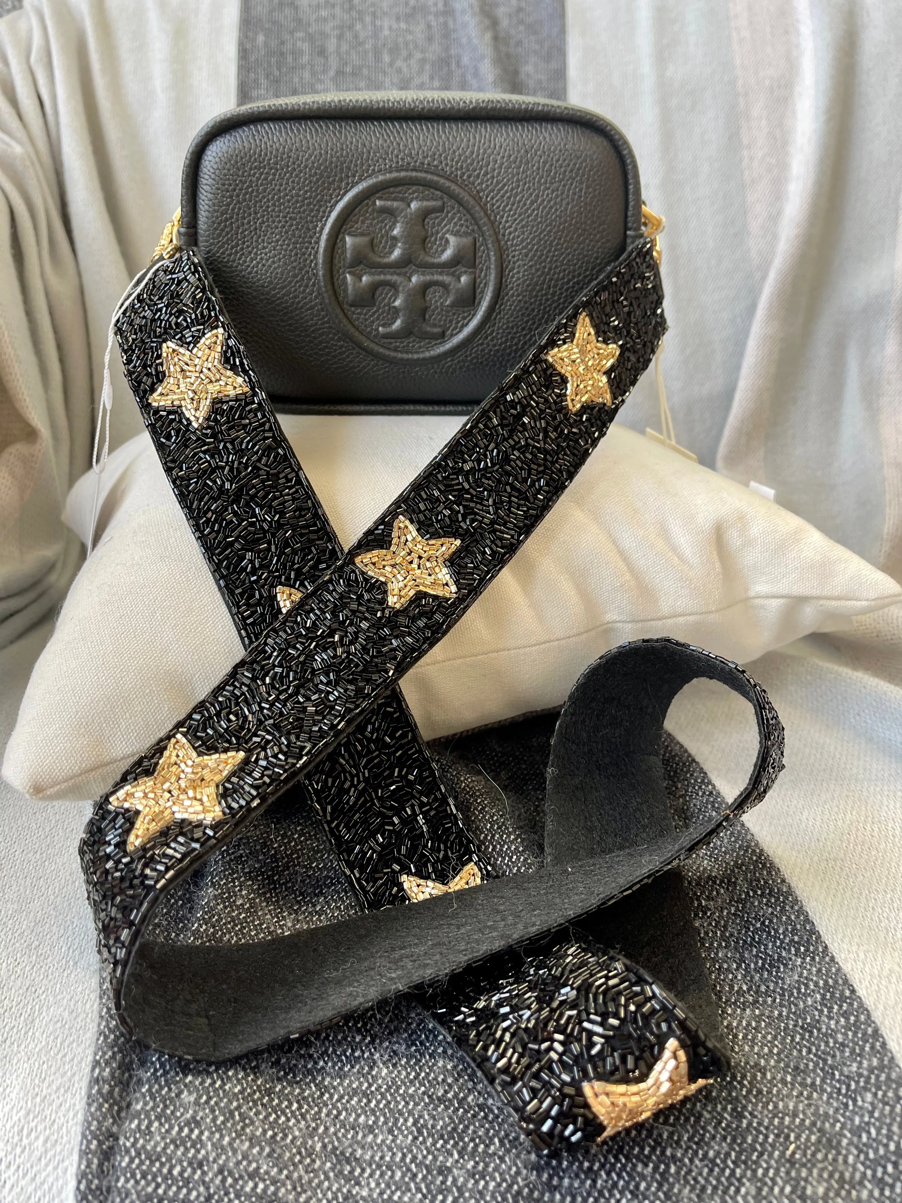 Black & Gold Star Purse Strap