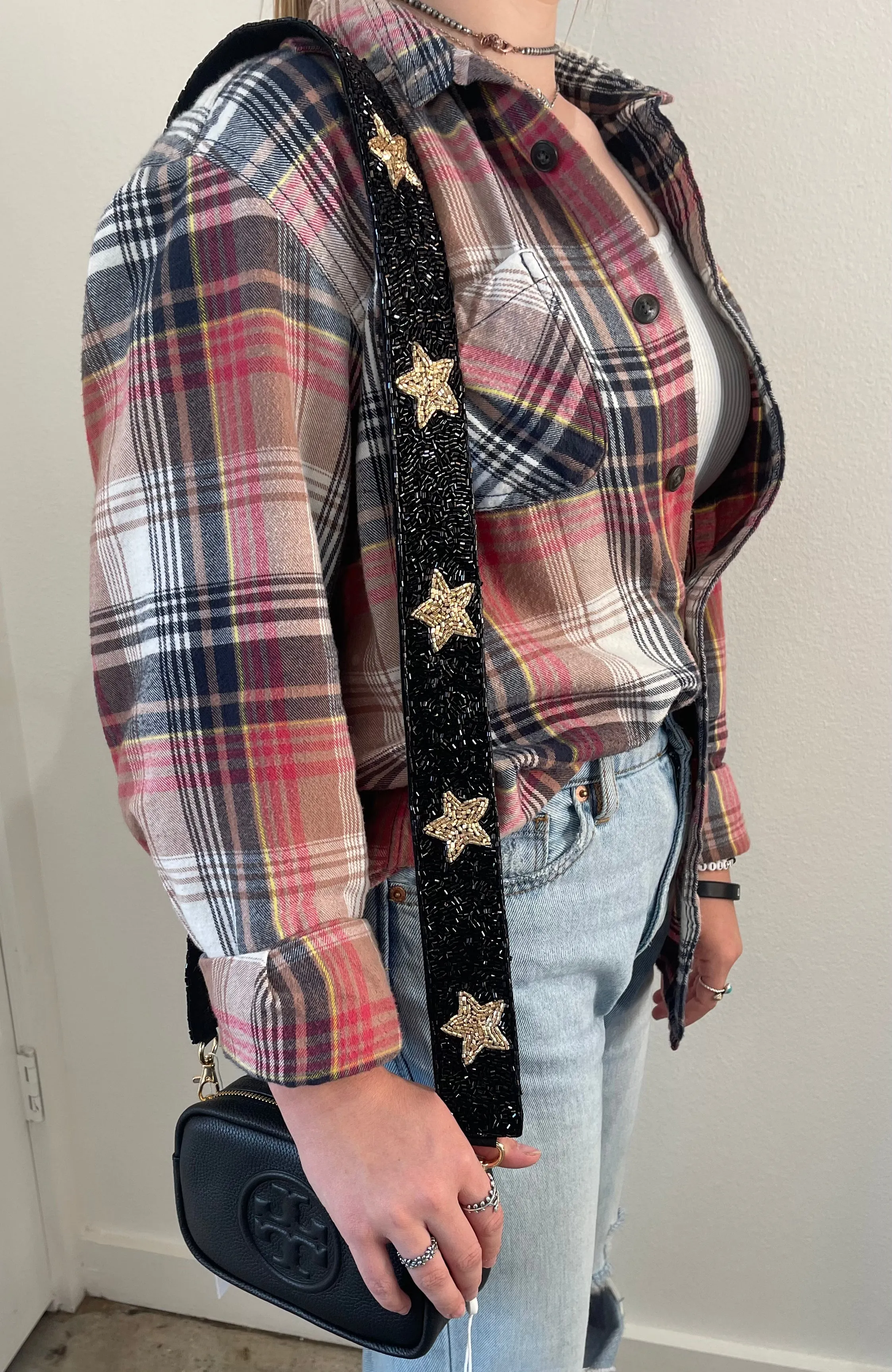 Black & Gold Star Purse Strap