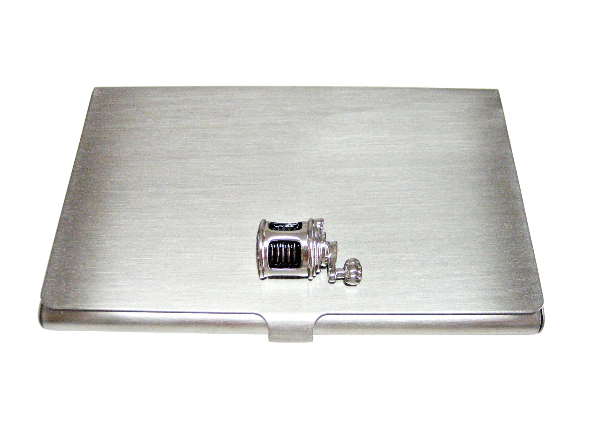 Black and Silver Toned Fishing Reel Business Card Holder