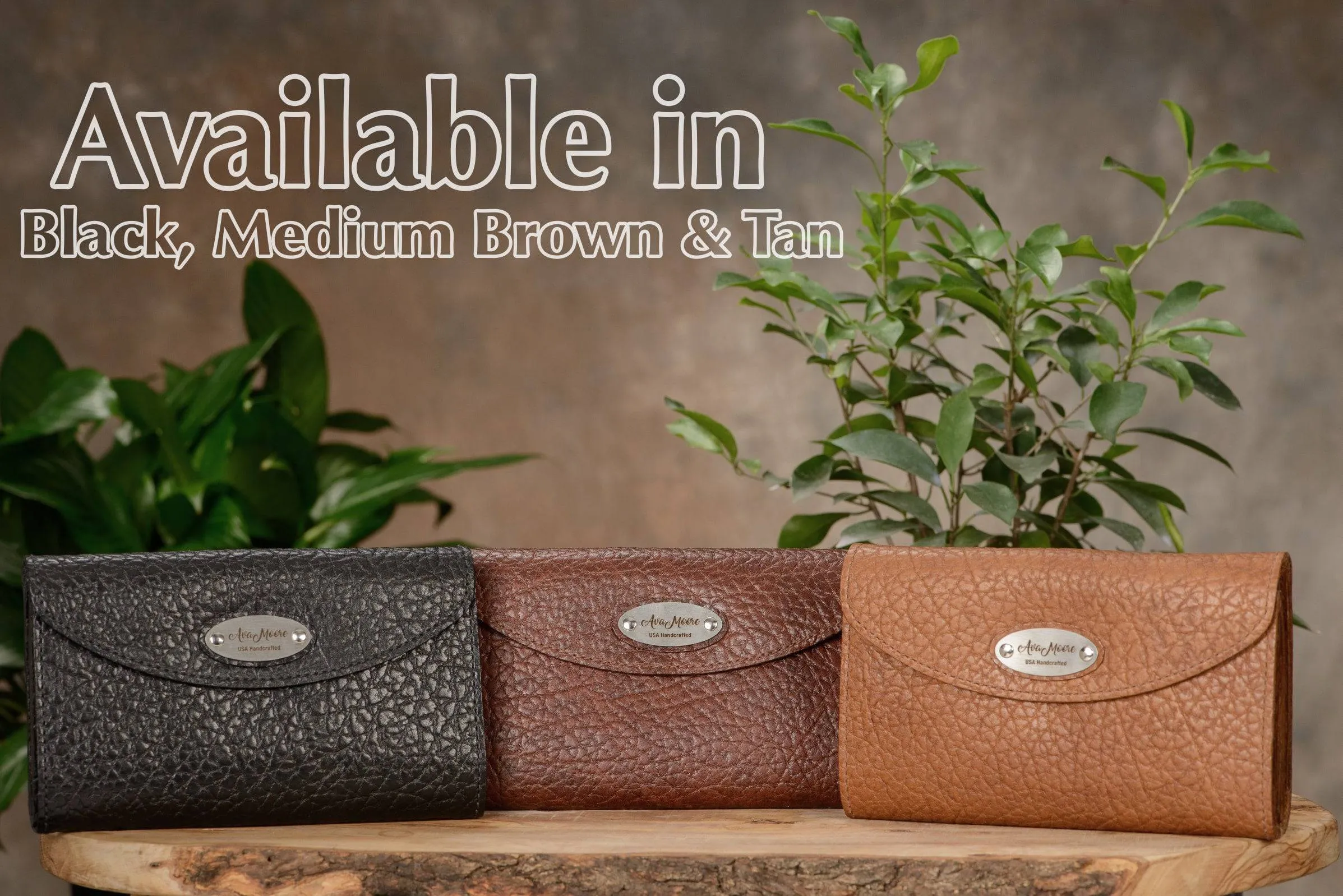 Black Bison Leather Deluxe Women's Wallet
