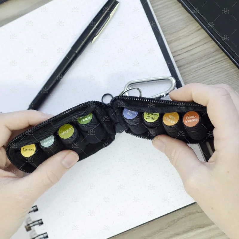 Black - doTERRA Branded Key Chain Case with 8 Sample Vials (5/8 Dram)