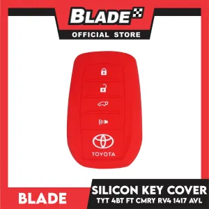 Blade Key Silicone Case Cover Toyota CMRY RV4 1417 4 Button (Black & Red) For Toyota Fortuner Rav4 Highlander Land Cruiser Mark X 2015-2019 Silicone Remote Key Case Fob Shell Cover Skin Holder