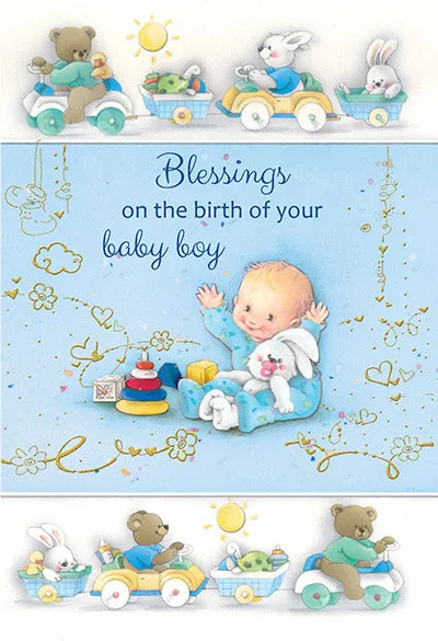 Blessings on the Birth of your baby boy Greeting Card