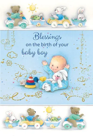 Blessings on the Birth of your baby boy Greeting Card