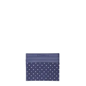 BLUE LEATHER AND SILK CREDIT CARD HOLDER