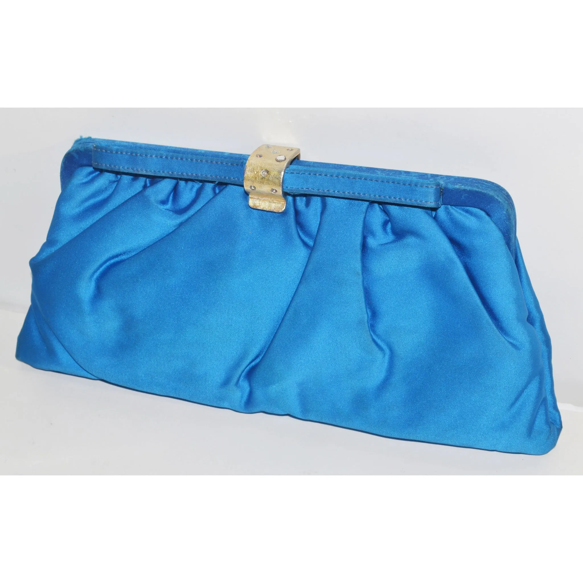 Blue Sateen Clutch Purse By Garay