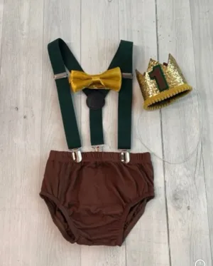 Brown & Pine Green Gold Wild One Outfit
