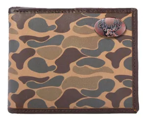 Buck Men's Bifold Old School Camo Leather Wallet.