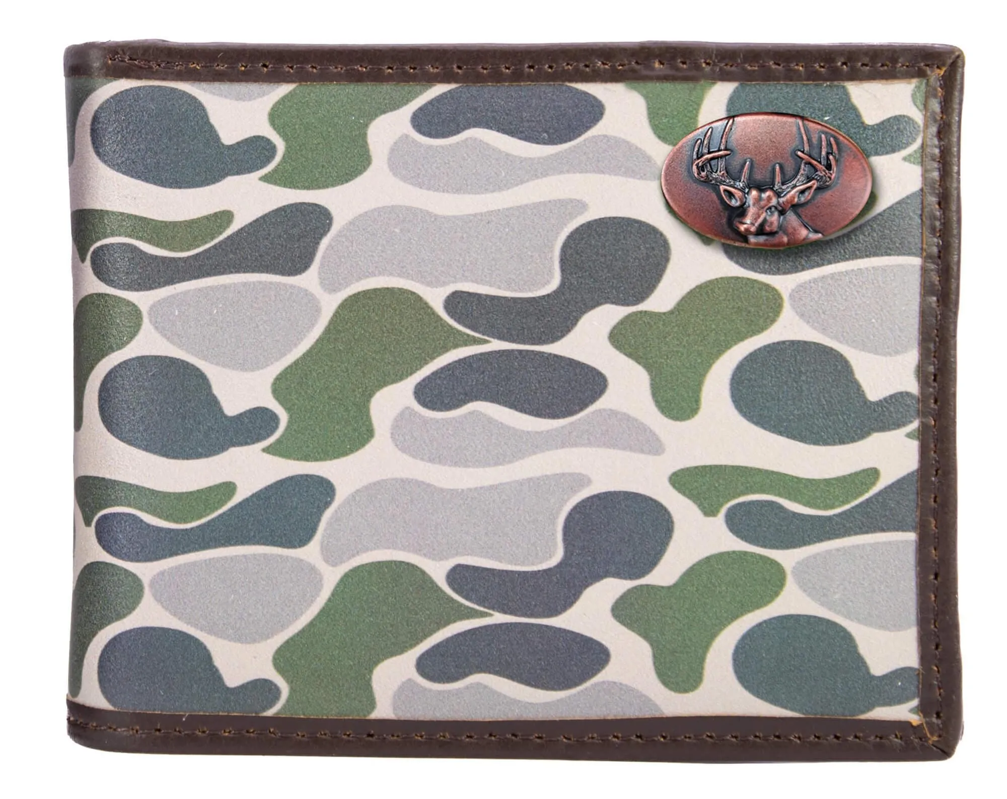 Buck Men's Bifold Old School Camo Leather Wallet.