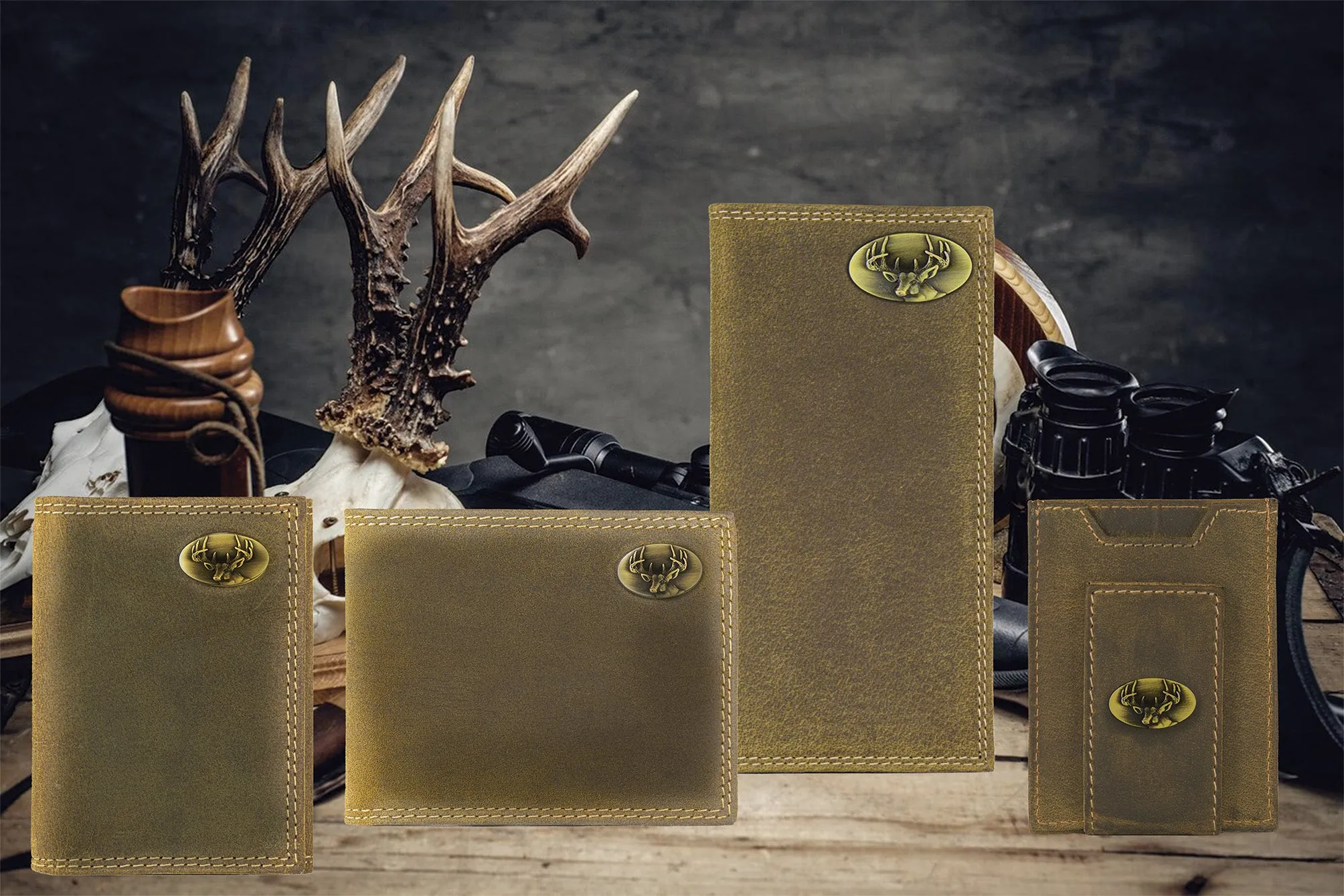 Buck Vintage Tan Leather Trifold Wallet