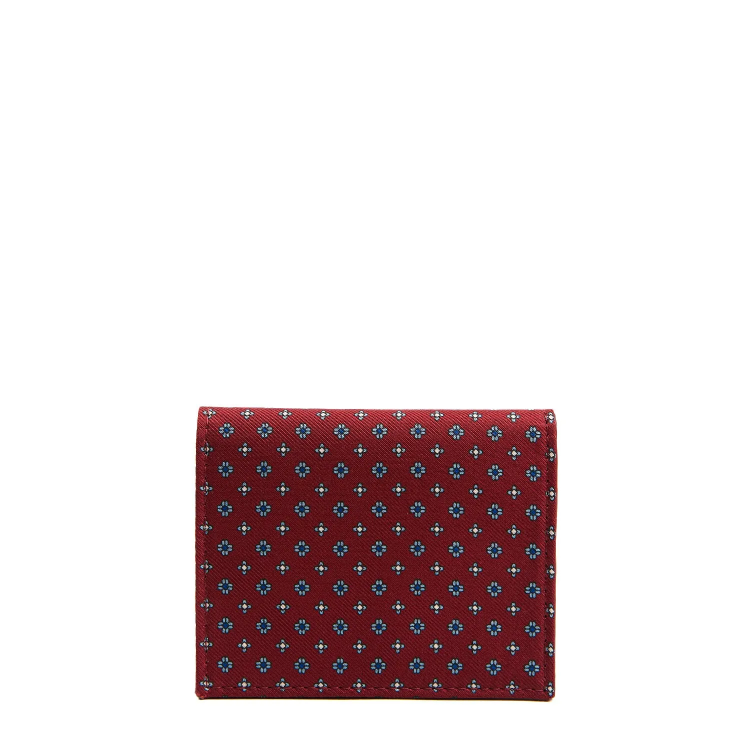 BURGUNDY SILK AND LEATHER FOLDING CARD HOLDER