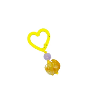 Burmese Jadeite Bat & Super Seven Heart Keyring Charm