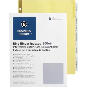 Business Source Insertable 5-Tab Ring Binder Indexes