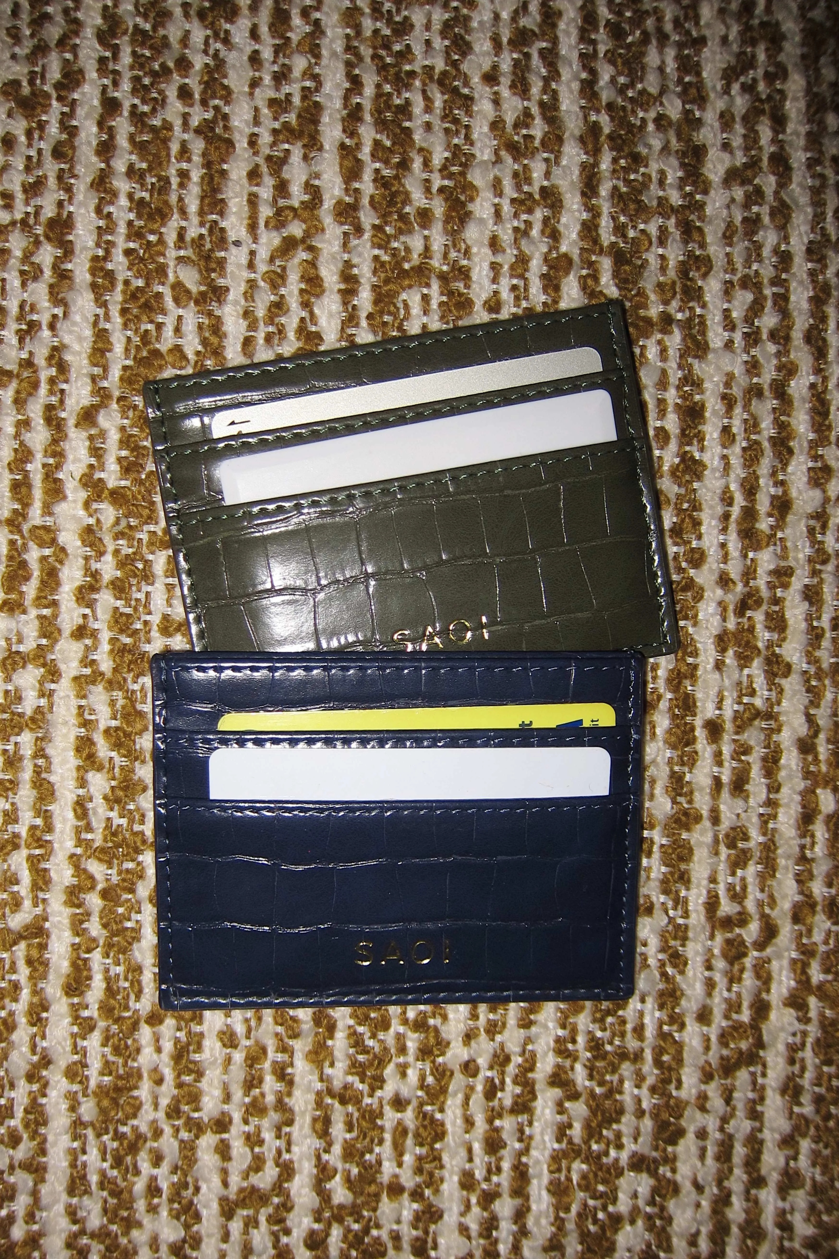 Card Holder in Croc Navy