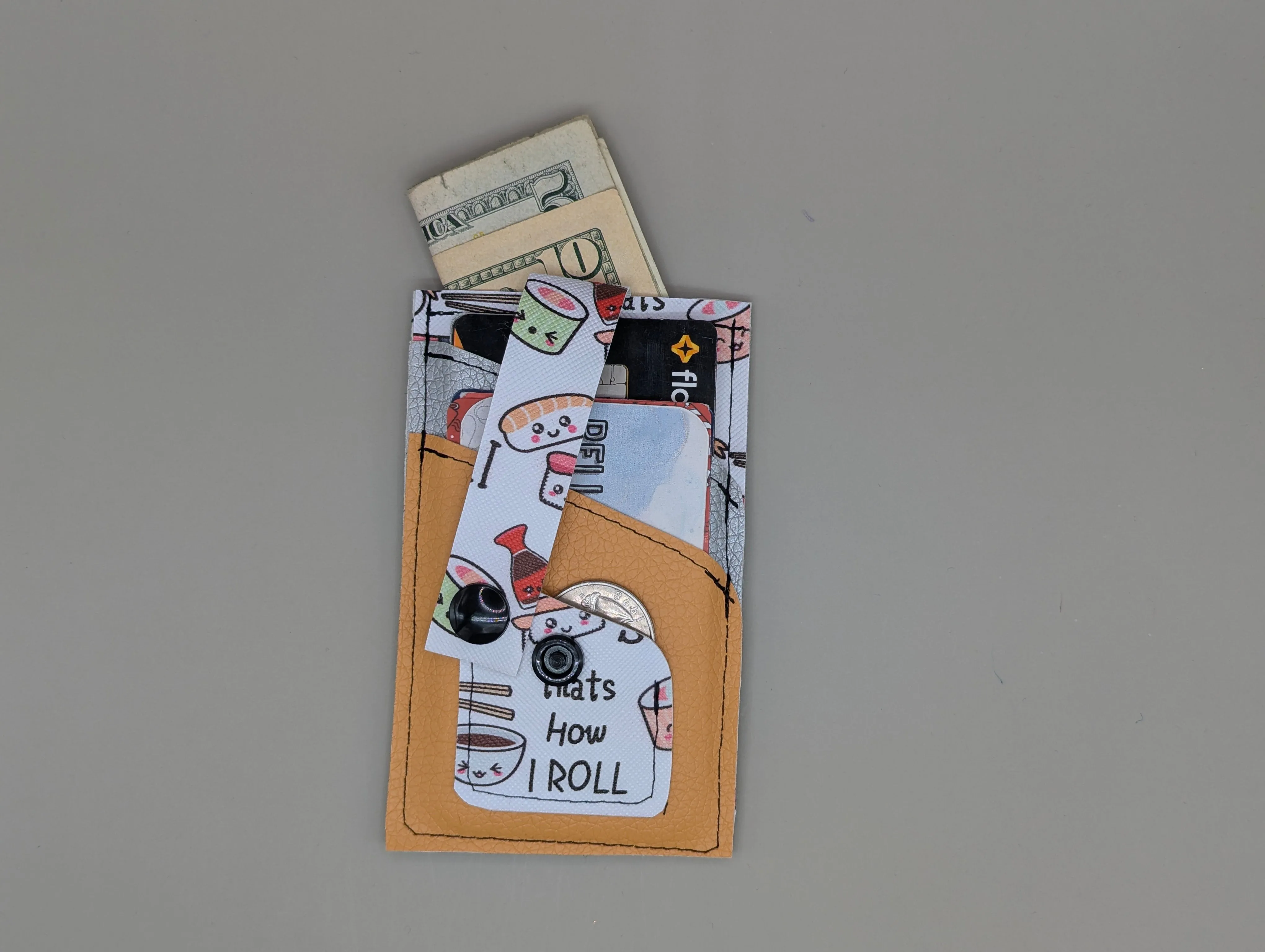 Card wallet /w coin pocket-I love Sushi