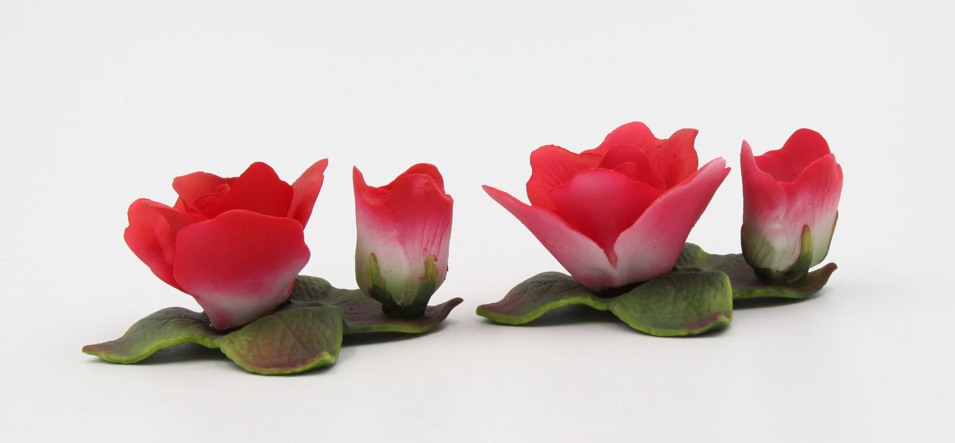 Ceramic Pair of Red Rose Flower Candle Holders, Home Décor, Gift for Her, Wedding Decor, Valentine’s Day Décor, Romantic Décor