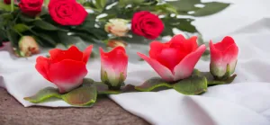 Ceramic Pair of Red Rose Flower Candle Holders, Home Décor, Gift for Her, Wedding Decor, Valentine’s Day Décor, Romantic Décor