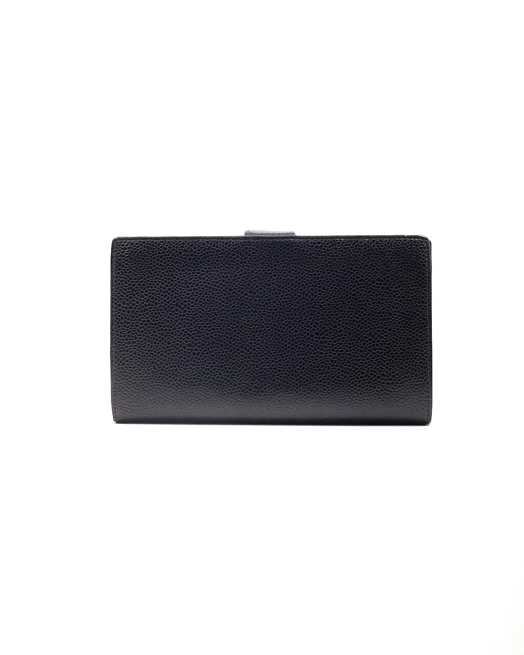 Chanel Black Caviar French Timeless Compact CC Interlocking Logo Wallet