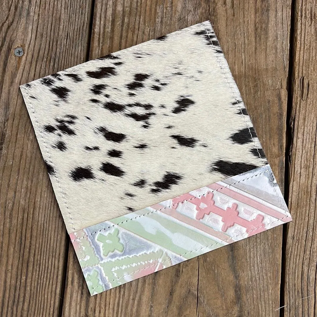 Checkbook Cover - Black & White w/ Watermelon Wine