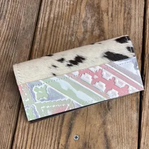 Checkbook Cover - Black & White w/ Watermelon Wine