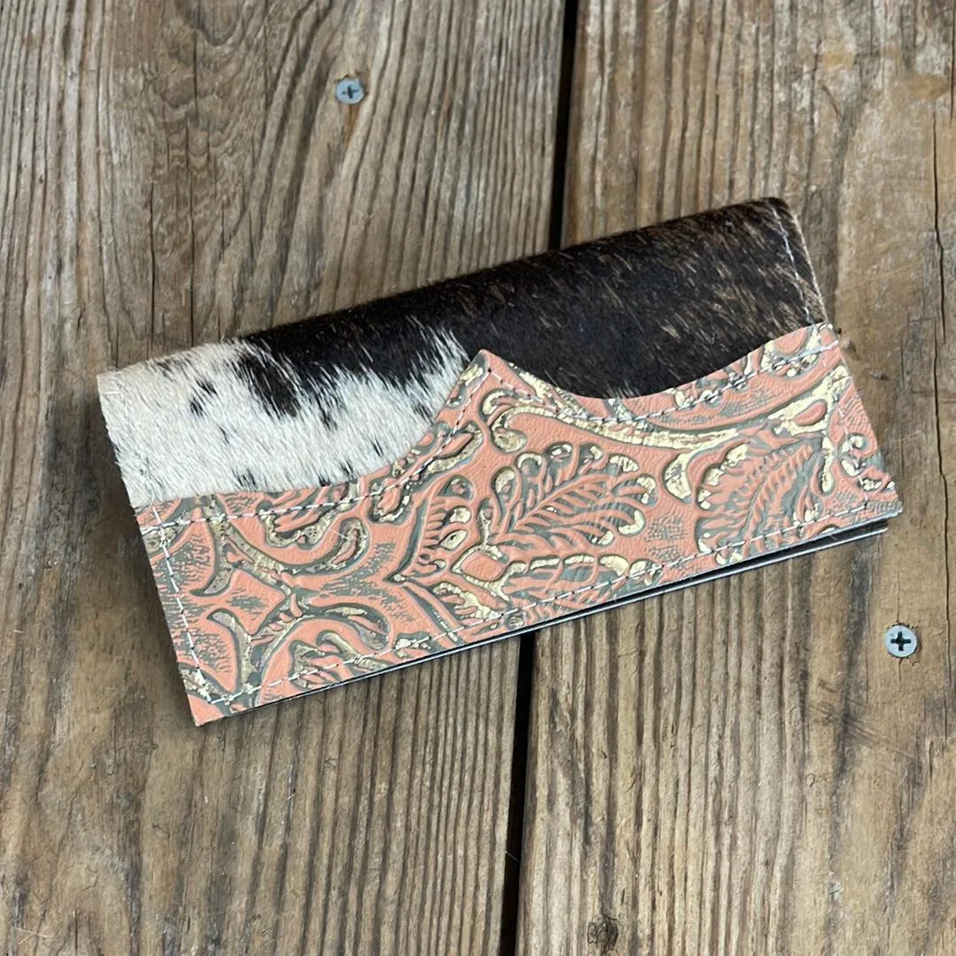 Checkbook Cover - Brindle w/ Grapefruit Tool