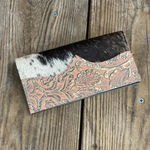 Checkbook Cover - Brindle w/ Grapefruit Tool