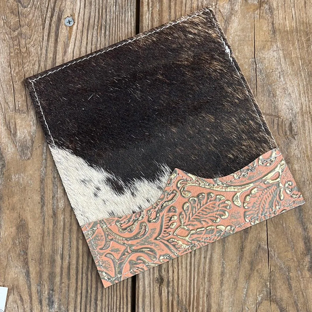 Checkbook Cover - Brindle w/ Grapefruit Tool