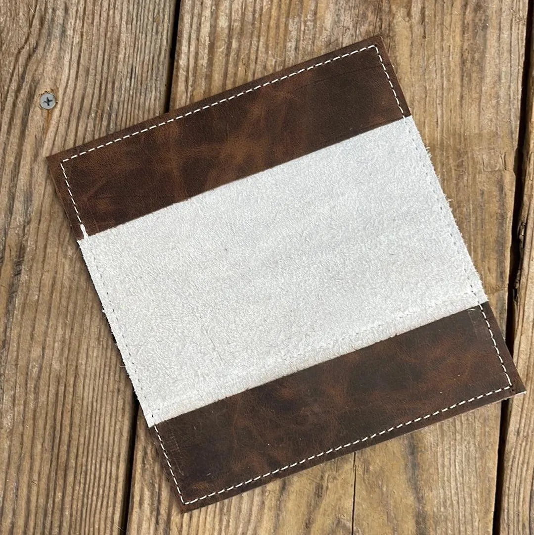 Checkbook Cover - Brindle w/ Turquoise Aztec