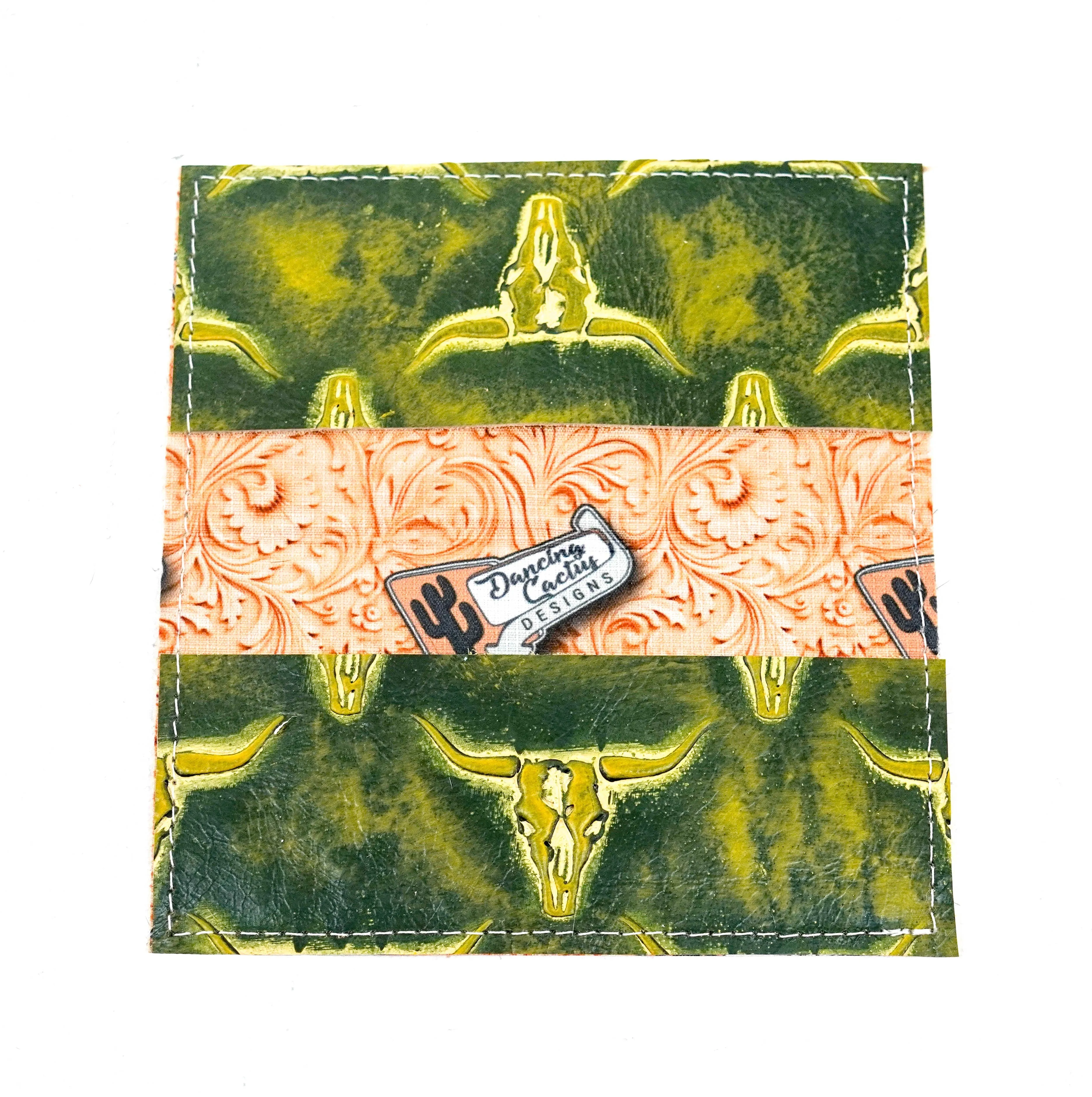 Checkbook Cover - Chocolate & White w/ Mountain View Skulls