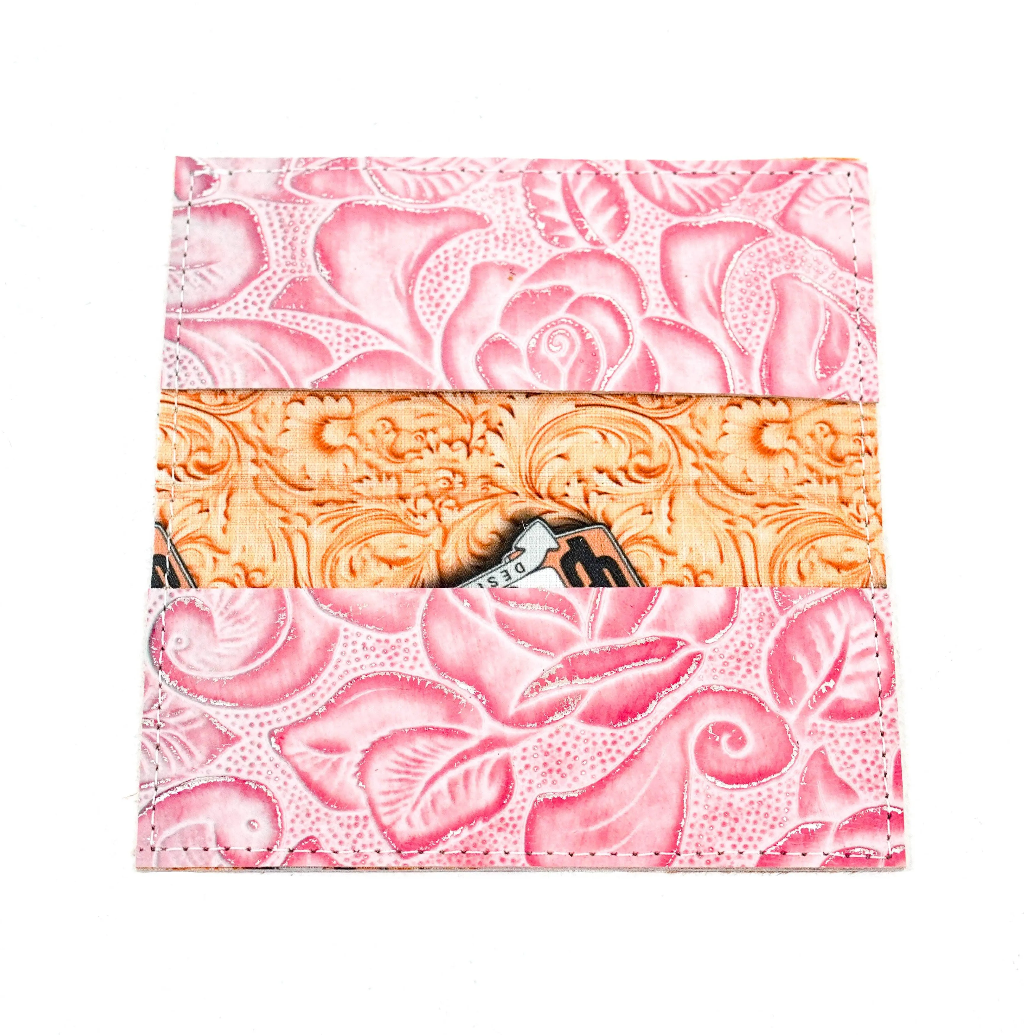 Checkbook Cover - Longhorn w/ Pink Roses