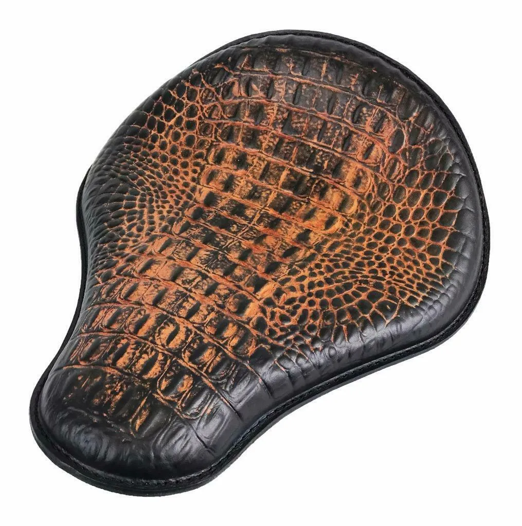 Chopper Bobber Harley Sportster Dyna 13x15x1" Ant Brn Alligator Spring Seat  MRC