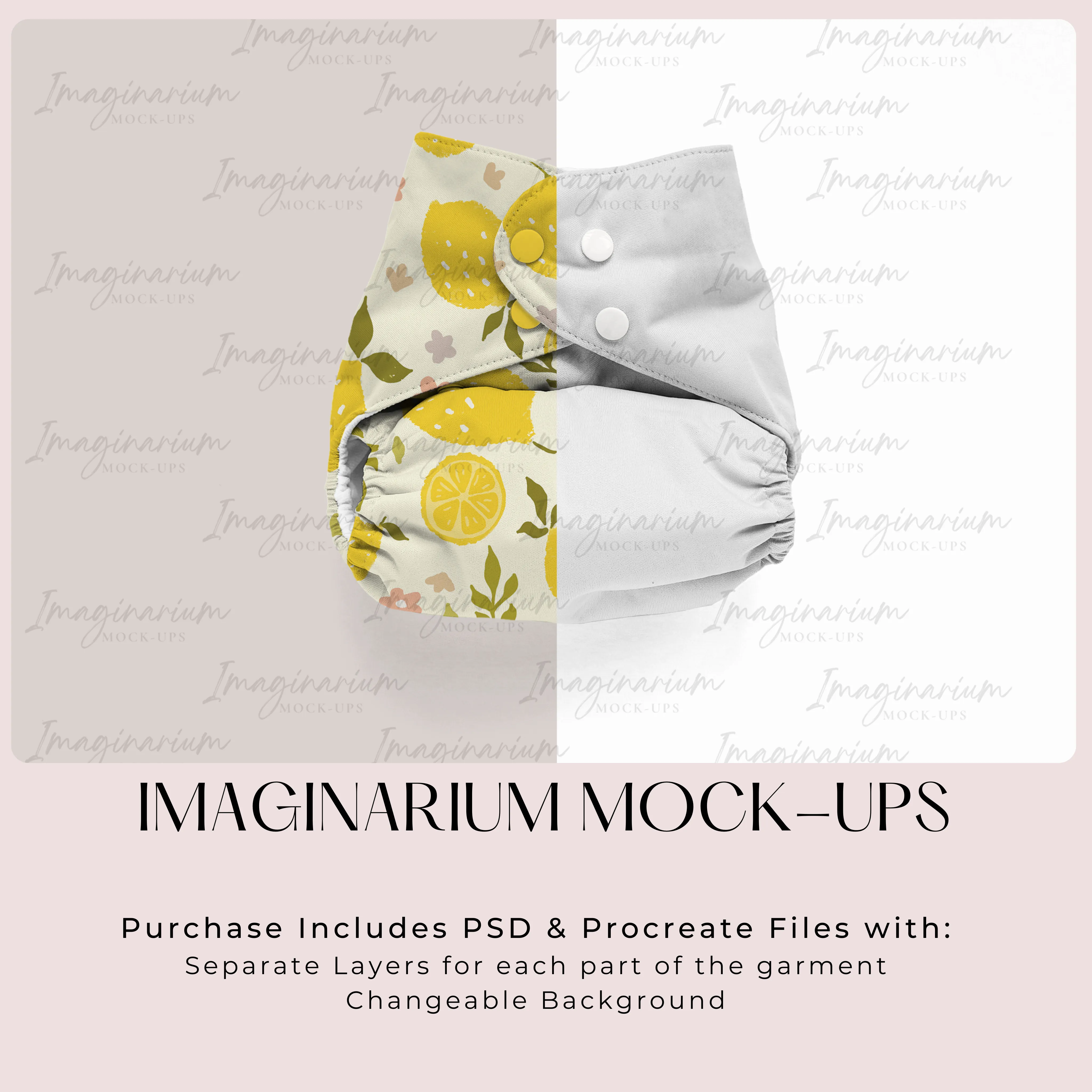 Cloth Diaper Front View Mock Up, Realistic Mockup for Photoshop and Procreate