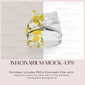 Cloth Diaper Front View Mock Up, Realistic Mockup for Photoshop and Procreate
