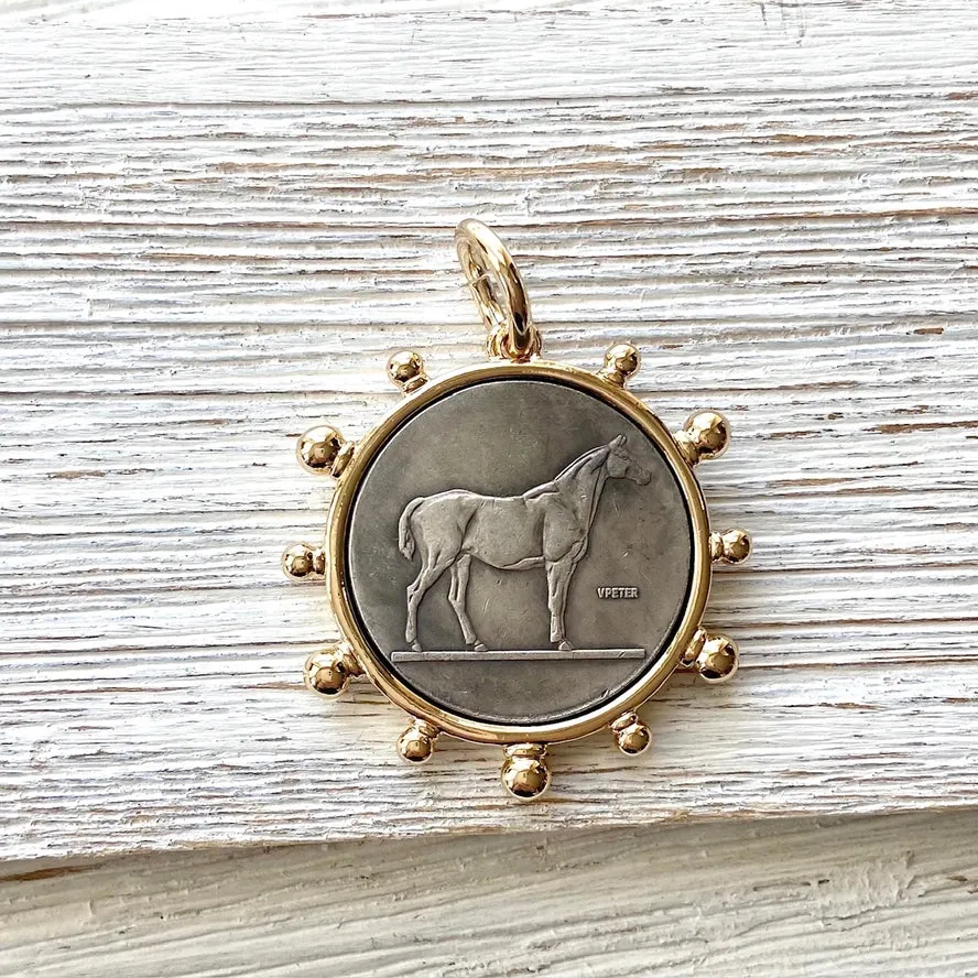 Coin Necklace French Horse Medallion